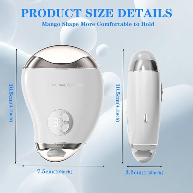 2 in 1 Electric Polishing Automatic Nail Clippers, 2024 New Electric Nail Clipper with 3 Adjustable Speeds, Automatic Nail Clippers, Automatic Nail Trimmer Toe Nail Clippers for Adults Seniors (White)