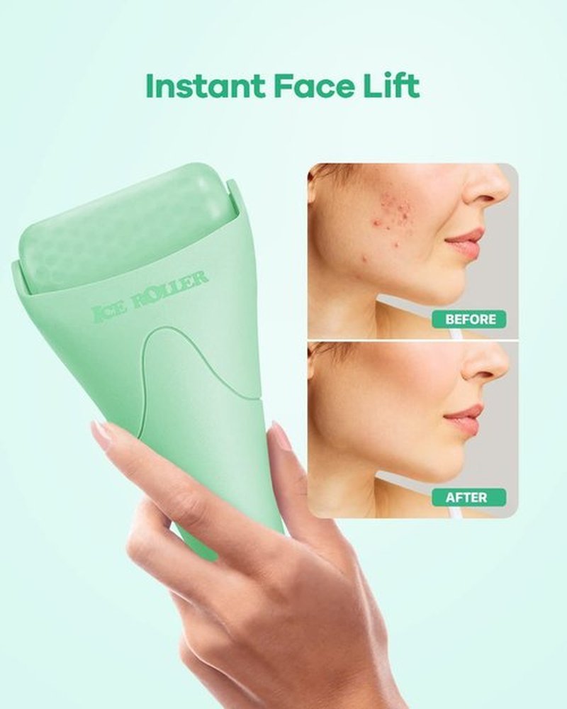 Ice Roller, Ice Roller for Face, Ice Face Roller, Cold Facial Ice Roller Massager for Eye Puffiness, Women's Gifts, Migraine, TMJ Pain Relief & Minor Injuries, Skin Care Products (Light Green)