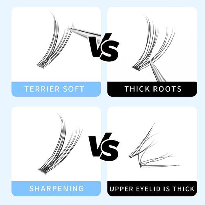 BODERMINCER 8-16mm to Choose Fish Tail Design 120pcs Thickness 0.1mm C Curl 12 Root Women Lady Individual Black False Eyelash Cluster Eye Lashes Extension Tools (16mm)