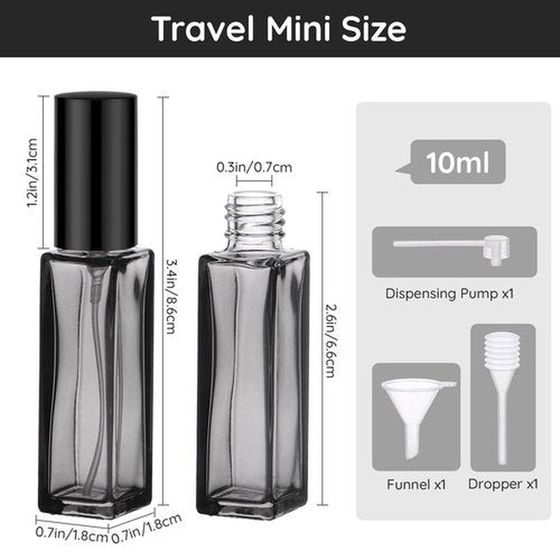 Segbeauty 5 Packs Travel Perfume Bottle Refillable, 10ML Mini Portable Glass Spray Bottles Atomizer, Empty Cologne Sample Dispenser with Funnel and Pipette, Perfume Making Kit Toiletries Container
