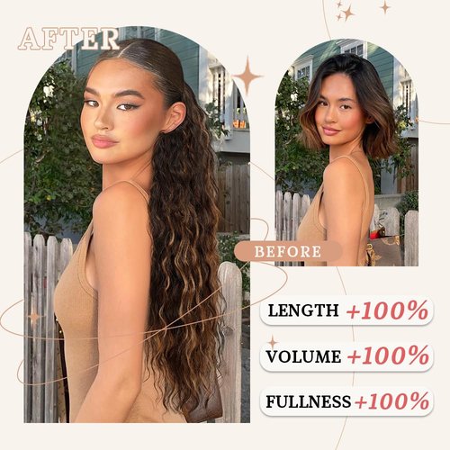 ORSUNCER Claw Clip ponytail extension 30" Pony Tail Clip in Hair Extensions Fluffy Natural Looking Synthetic Hairpiece for Women Brown with Blonde Highlights