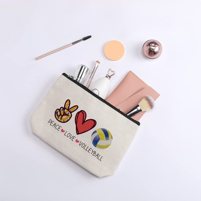 kdxpbpz Volleyball Inspirational Gifts for Women Volleyball Stuff Gifts for Volleyball Players Teams, Birthday Gifts for Women Her Best Friend BFF Bestie Makeup Bag - Peace Love Volleyball