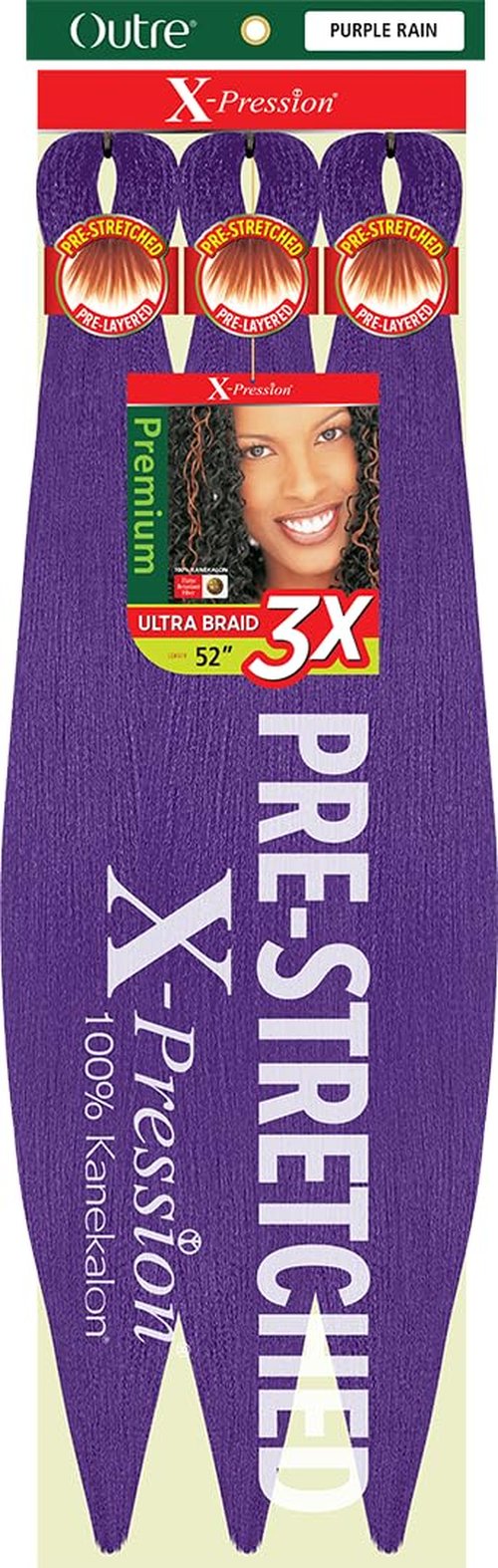 [3 PACK DEAL] Outre X-Pression Braid-Pre Stretched Braid 52" 3X 3 Packs (PURPLE RAIN)