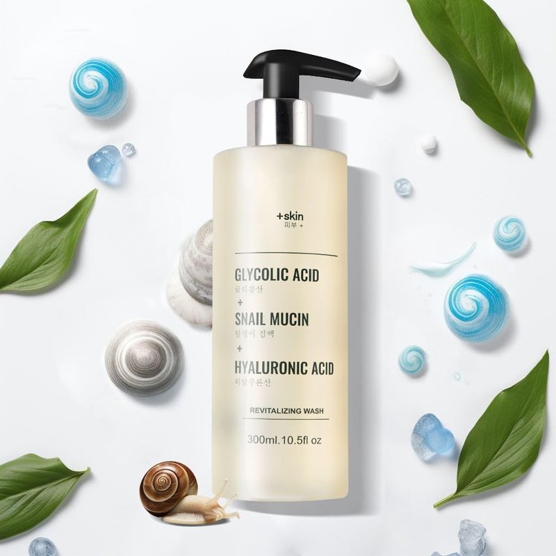 Glycolic Acid Cleanser with Snail Mucin & Hyaluronic Acid - Gentle Exfoliating Face Wash