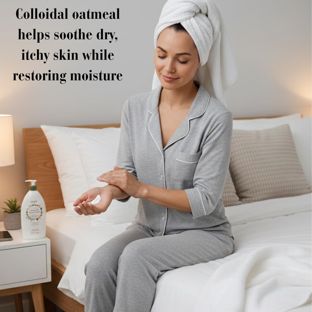 Colloidal Oatmeal Body Lotion – Daily Moisturizing Lotion for Dry Sensitive Skin Fragrance Free Hydrating Skin Repair Cream Soothing Oatmeal Formula Long-Lasting Hydration Non-Greasy 18 Fl Oz (1 Pack)
