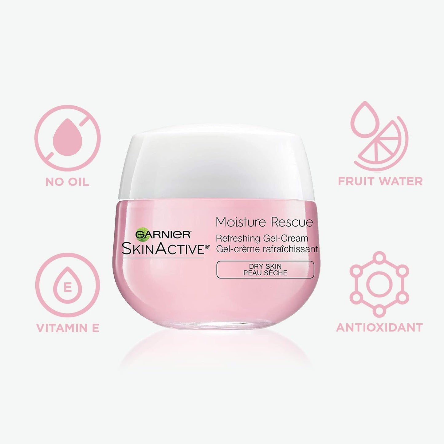 Garnier SkinActive Moisture Rescue Refreshing Gel-Cream for Dry Skin, Oil-Free, 1.7 Oz (50g), 1 Count (Packaging May Vary)