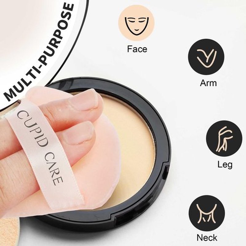 CUPID CARE 6 Pcs Powder Puff with 2 Travel Cases, Setting Powder Puffs for Face Powder and Foundation, Velour Makeup Puff for Loose Powder Body Powder, Skin-Friendly, Beauty Makeup Tools-Nude/Red