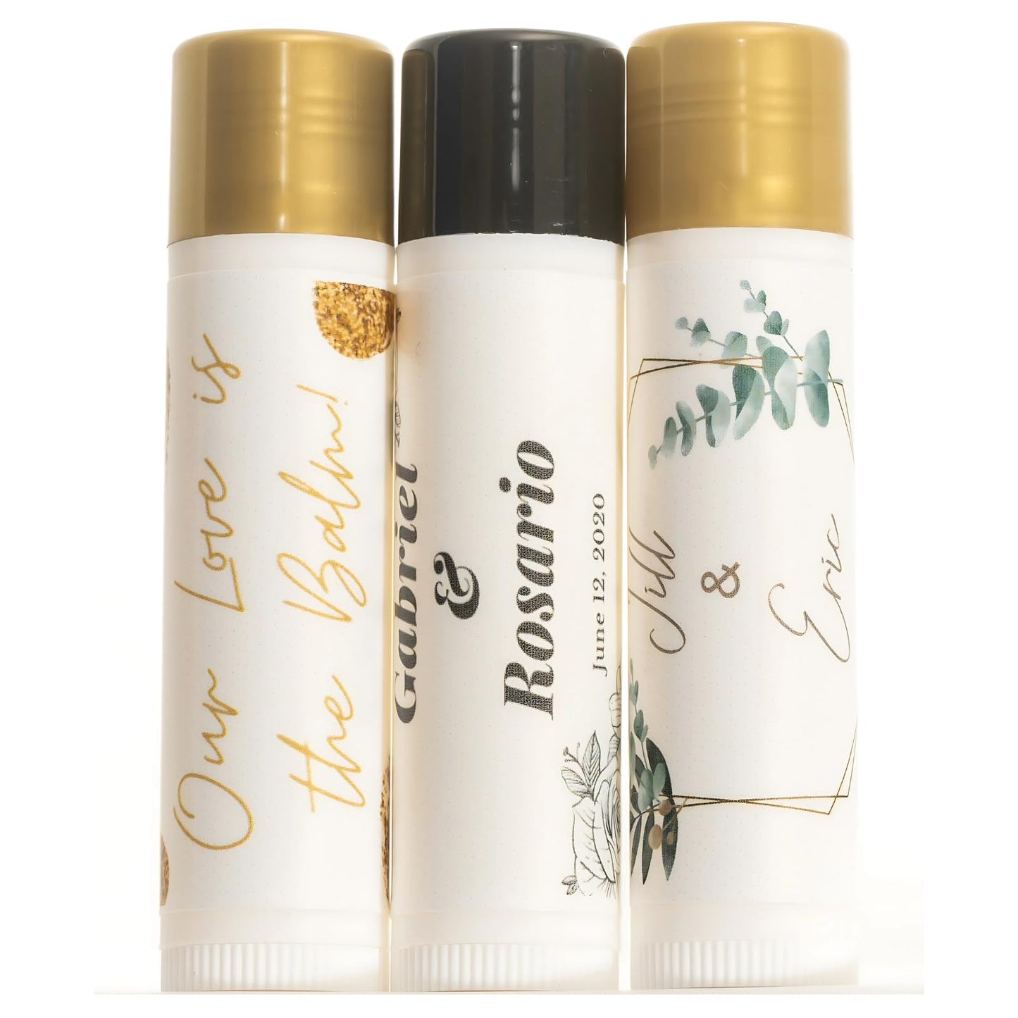 Wedding Lip Balm Favors 50 Pack | Custom Personalized Names & Date | Bulk Wedding Party Favors