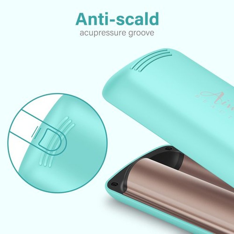 Aima Beauty 32mm 2 Barrel Curling Iron, Mermaid Hair Waver, Anti-Scald Hair Curling Iron, Negative Ionic Emitter, Lock Hair Moisture, Short/Medium/Long Hair, Light Green
