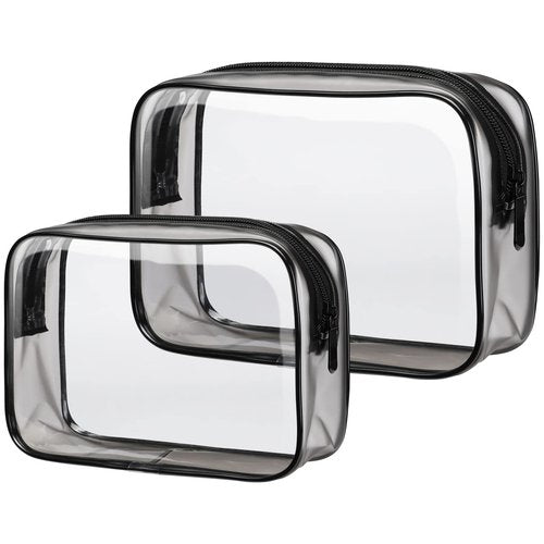 PACKISM TSA Approved Toiletry Bags - 2 Pack Clear Toiletry Bags Clear Travels Bags for toiletries, Clear Cosmetic Bags with Zipper Carry on Toiletry Bag Airport Airline Compliant Bag, Black