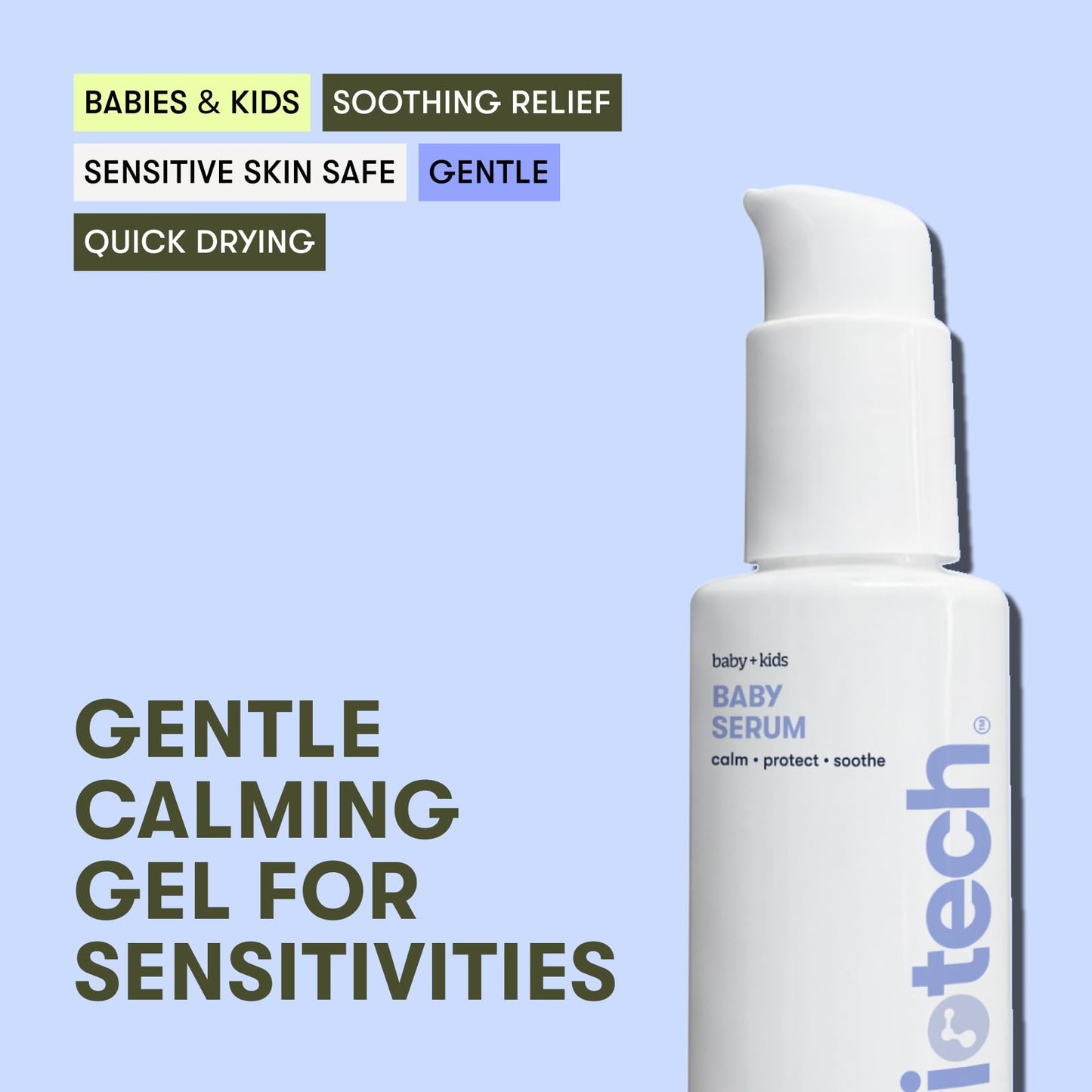 BRIOTECH Babies & Kids Skin Serum, Hypochlorous Acid Skin Management Gel, Pure HOCl, Vegan, Soothe Redness & Bumps, Support Against Diaper Irritation, Quick Dry Relief, 2 fl oz