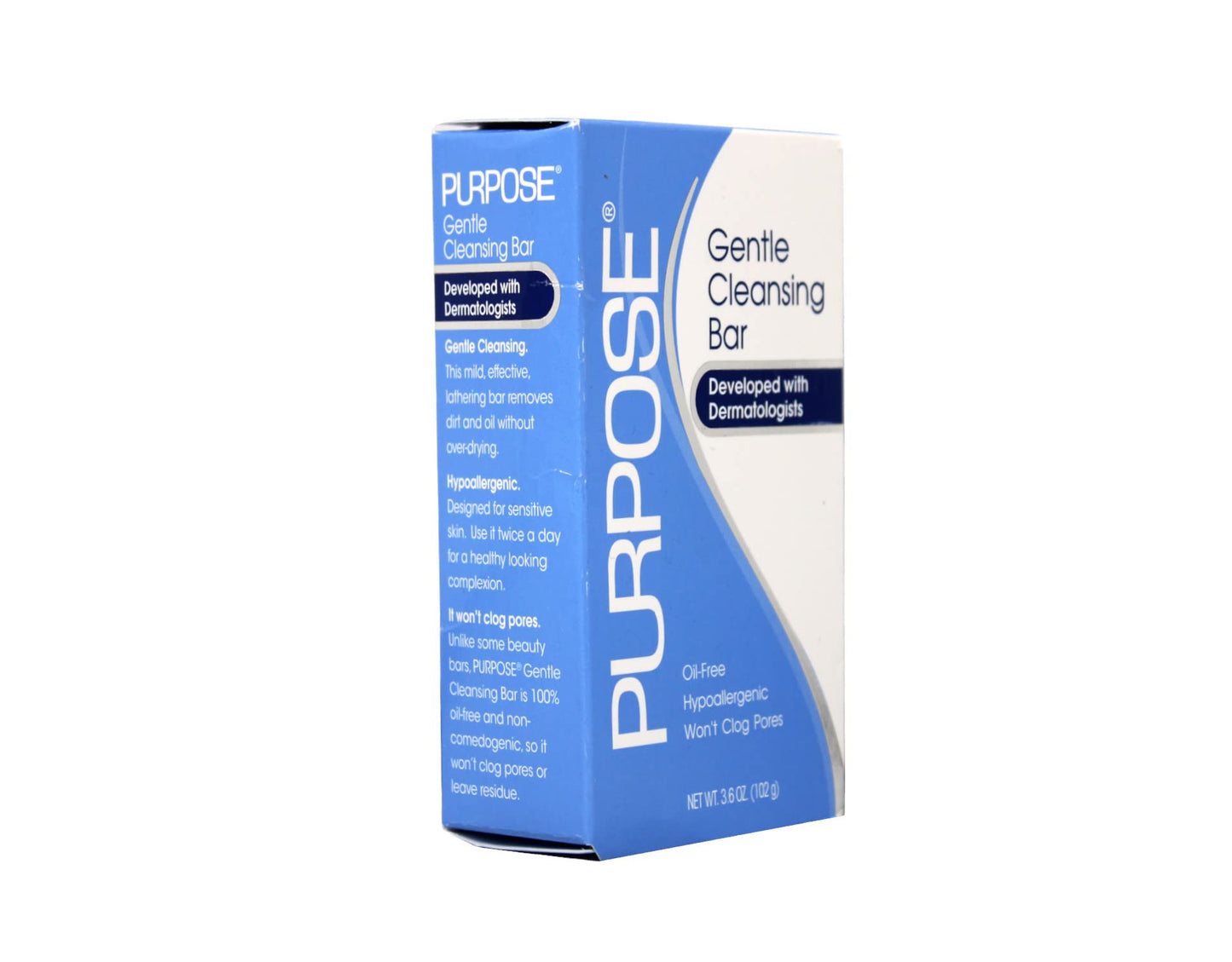 PURPOSE Gentle Cleansing Bar, Developed with Dermatologists for All Skin Types, For Sensitive & Dry Skin, Oil-free, Hypoallergenic, Sulfate-Free, 3.6 oz Bar (Pack of 2)