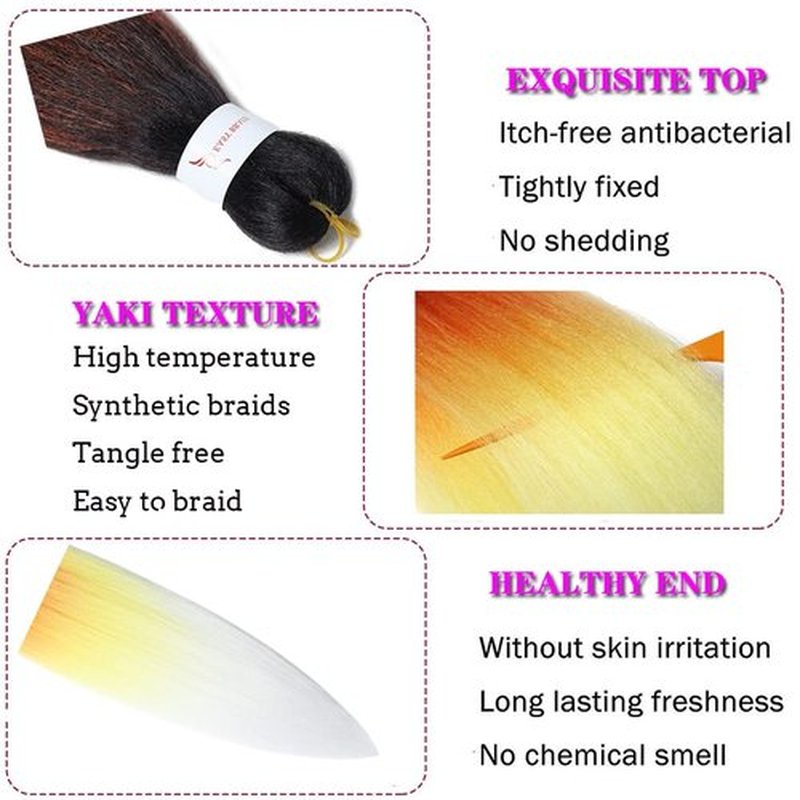 Pre Stretched Braiding Hair Extensions 30 Inch 3 Packs Crochet Twist Braids Hair High Temperature Synthetic Fiber Braid Hair Hot Water Setting（30",Black-Red-Yellow-White）