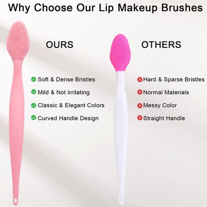 10 Pcs Lip Scrub Brush, Ooloveminso Silicone Lip Scrubber Exfoliator Tool, Soft Double-Side Lip Brush Exfoliating for Dark Lips, Lip Care and Beauty-Pink