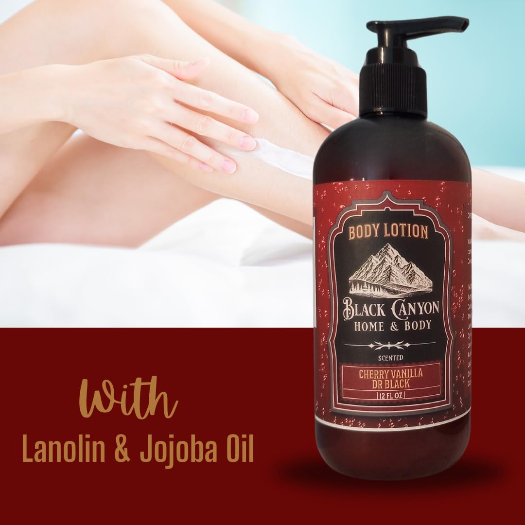 Black Canyon Cherry Vanilla Dr Black Scented Body Lotion with Lanolin and Jojoba Oil, 12 Oz (2 Pack)