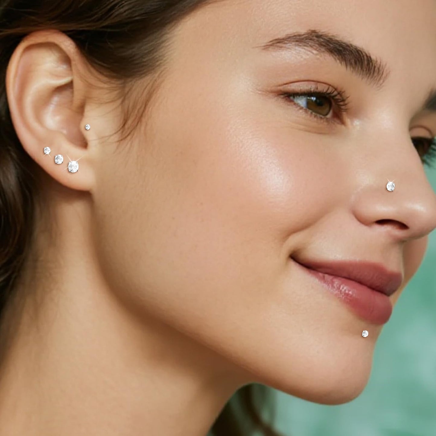 16G Flat Back Stud Earrings for Women Men Set - Hypoallergenic Surgical Steel Internal Thread Tragus Helix Cartilage Conch Nose Piercing Jewelry - Be Equipped With Piercing Ball Grabber Tool (Silver)