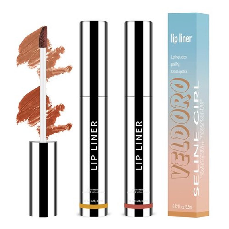 Veldoro Lip Stain, Veldoro Peel Off Lip Stain, Nude Lipliner Makeup,Lip Liner Stain Peel, Lip Stain -Peel & Reveal, Long-Lasting Plumper Lips (Light Brown+Wine Red, One size)