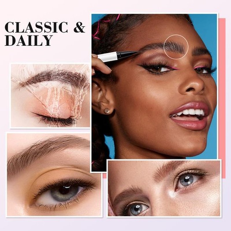 Upgrade 2PCS Magic Eyebrow Pencil, 2025 New 4-Tip Microblade Brow Pen Magic Eyebrow Pen, Waterproof Microblading Eyebrow Pencil Contouring Pen Natural Gap Filling Eyebrow Makeup Brow Pen (Gray Brown)