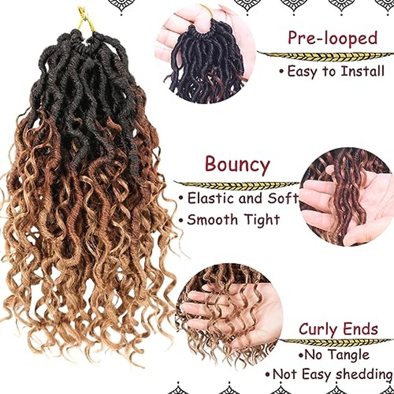 Beverlee 24 Inch Goddess Locs Crochet Hair 8 Pcak Boho Faux Locs Boho Goddess Locs Crochet Locs Pre Looped Soft Hippie Locs Synthetic Bohemian Curly Crochet Locs Hair for Black Women 1B/30/27#