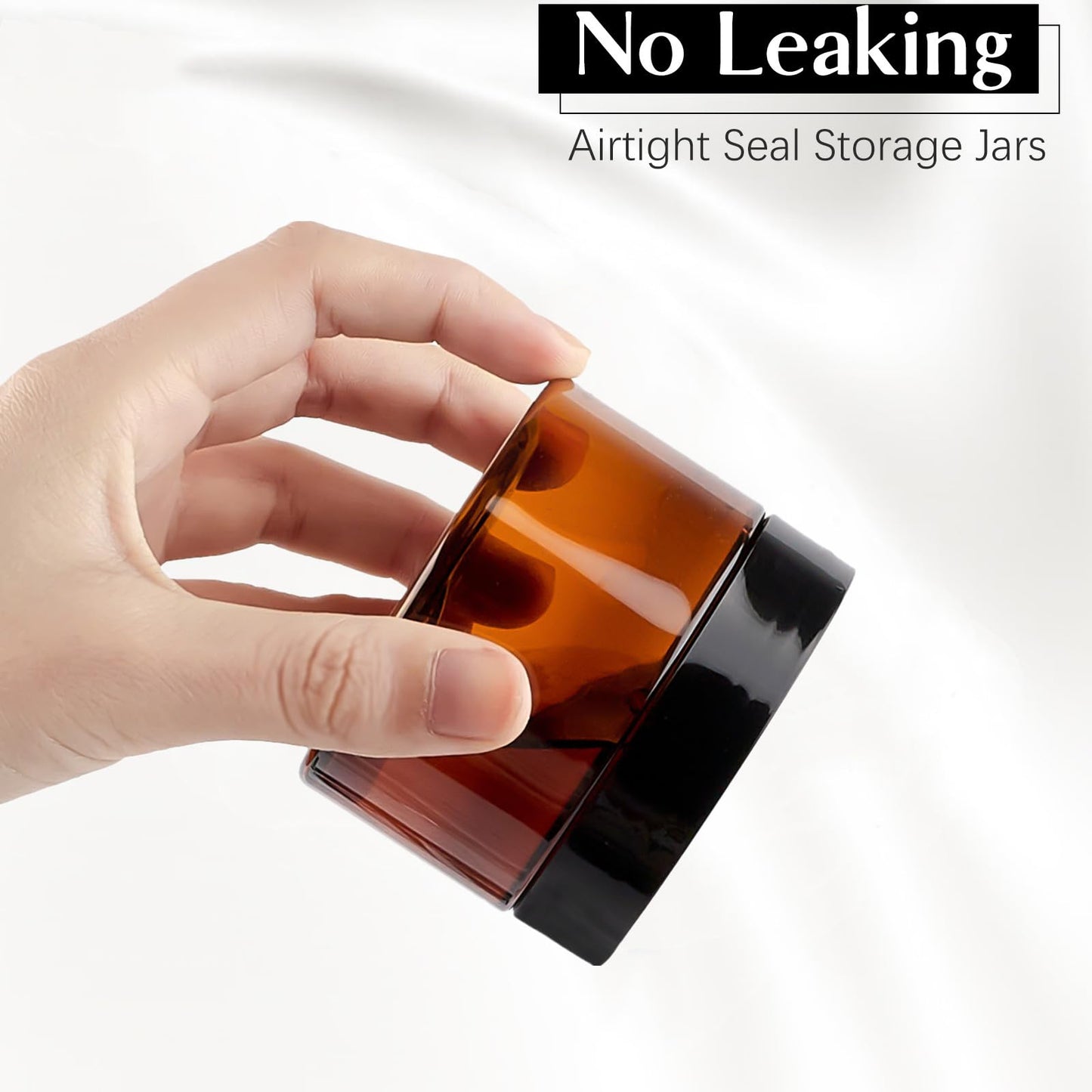 TUZAZO 4 Oz Amber Plastic Cosmetic Jars Leak Proof Small Container with lids for Cream, Lotion, Powder, Ointments, Beauty Products, 12 Pcs