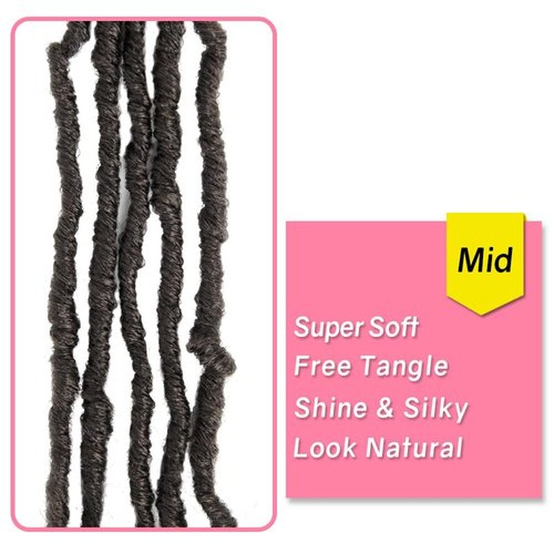 SERENDIPA Boho Faux Locs Curly End, 18 Inch Long Pre-Looped Soft Crochet Goddess Locs Synthetic Hair (6 Packs, 4#, Brown)