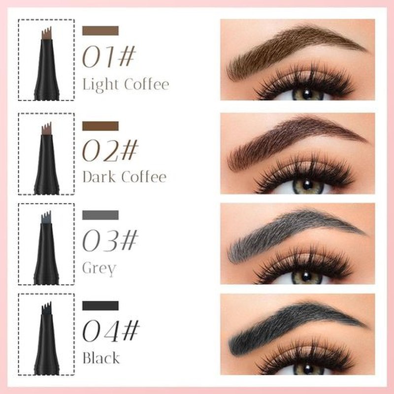 Upgrade Eyebrow Pen, 2024 New Waterproof Microblading Eyebrow Pencil Contouring Pen with 4 Tip Eye Brow Pen, Natural Makeup Fine Stroke Magic Eyebrow Pencil Stay on All Day (Gray)