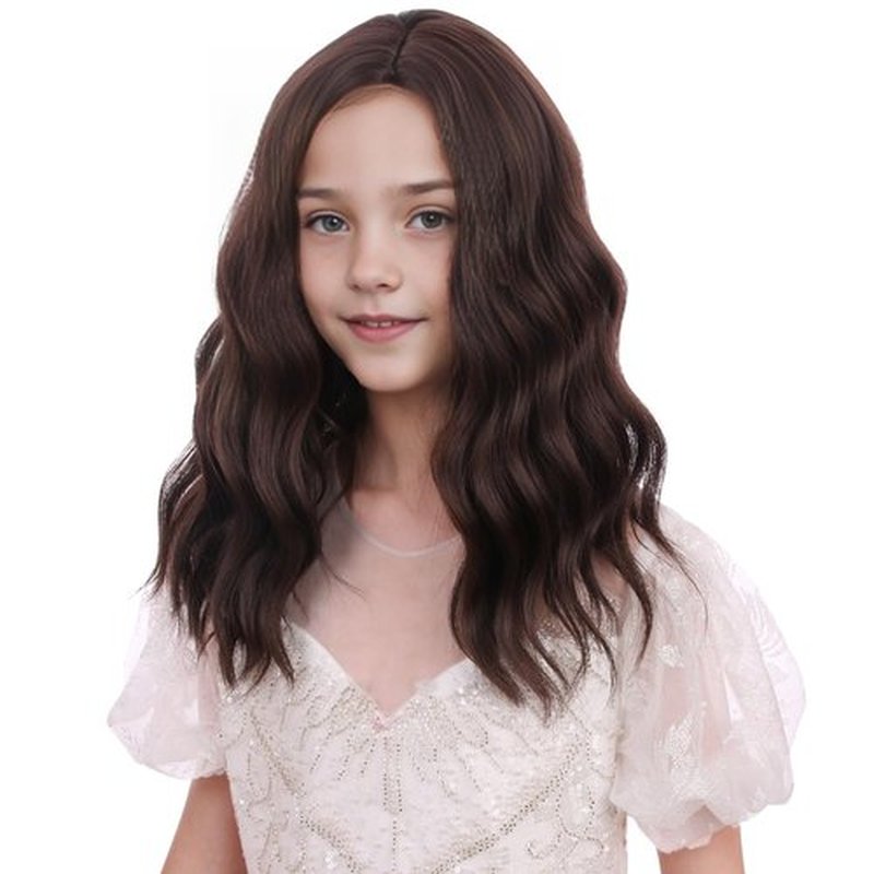 Ufindcos Dark Brown Wig for Kids Child Short Curly Wavy Wig Kids Brown Bob Wig Brown Natural Synthetic Hair Wig with Wig Cap