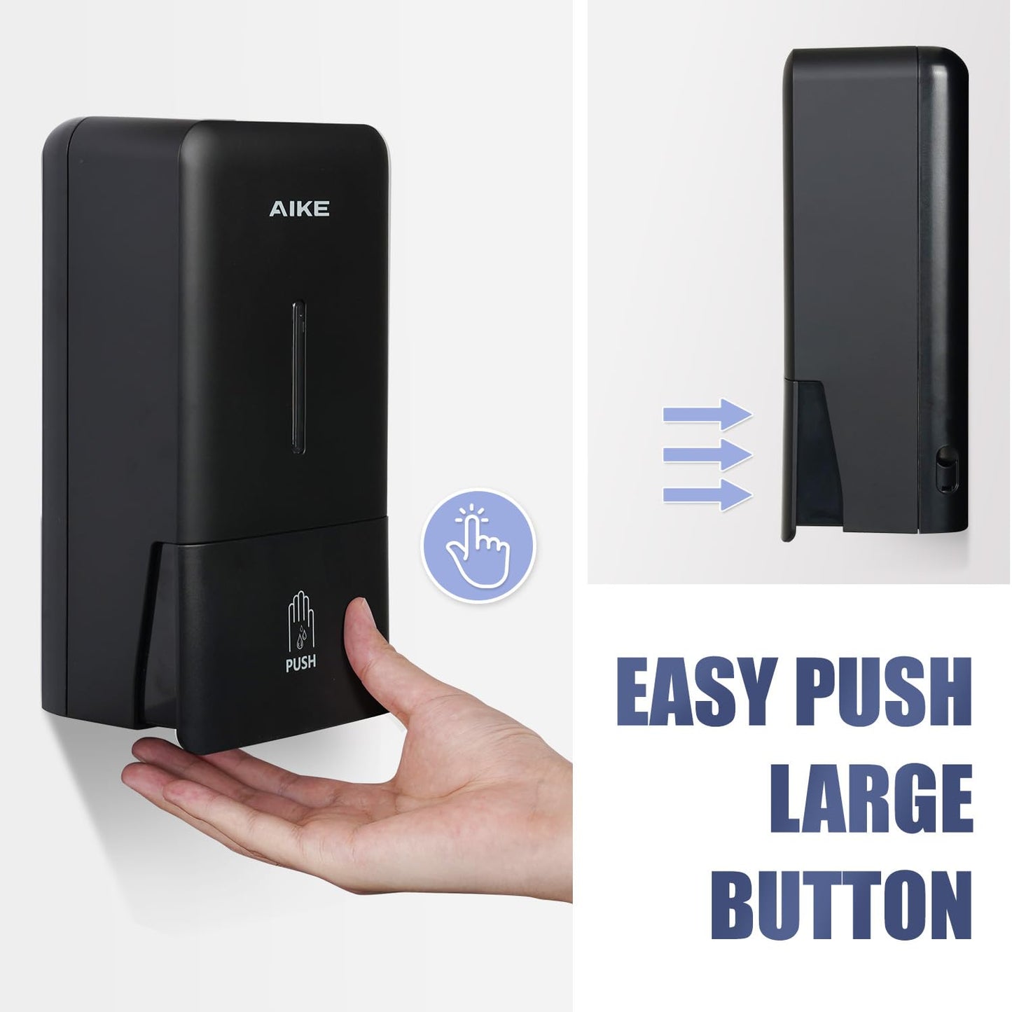 AIKE Liquid Commercial Soap Dispenser,27oz for Bathroom Modern Black,AK1006