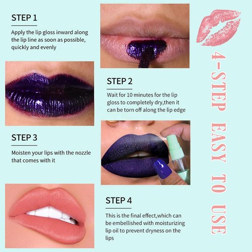 JUAAZIN Matte Lip Gloss with Spray Bottle, Pink Liquid Lip Stain Peel Off, Long Lasting Waterproof Lipstick Lip Gloss Stain, Transfer-proof, Highly Pigmented Color (Ruddy Pink)