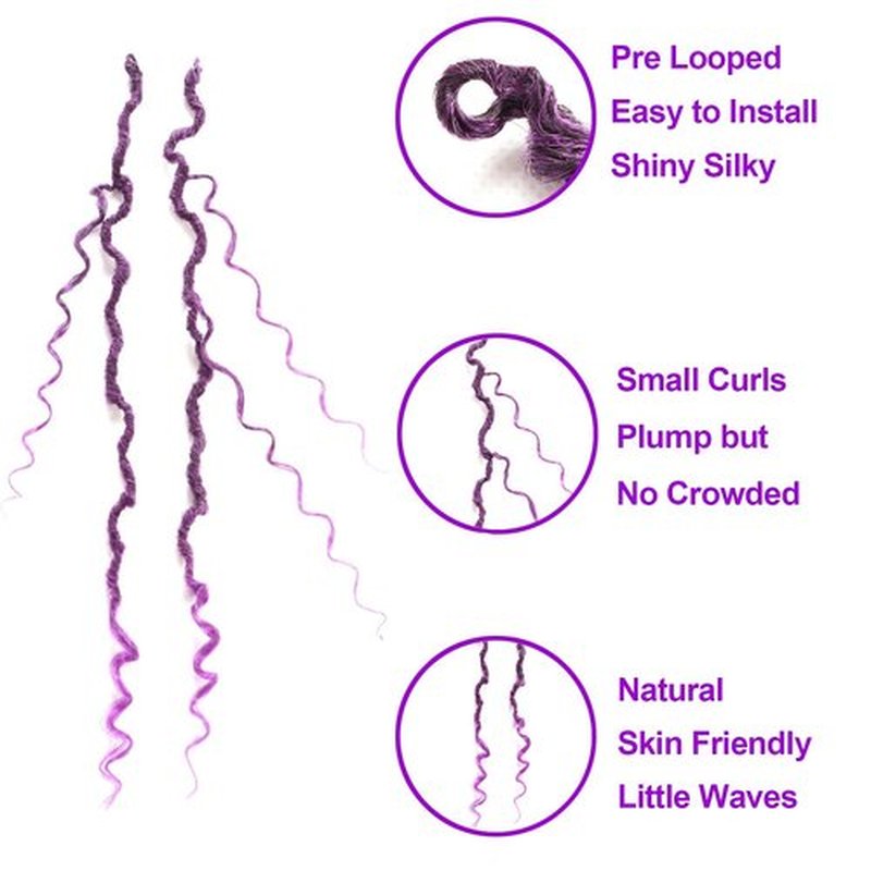 8 Packs Goddess Locs Crochet Hair 18 Inch Faux Locs Crochet Hair for Black Women Pre Looped Soft Locs with Curly Ends (18 Inch (Pack of 8), #1B/Purple)