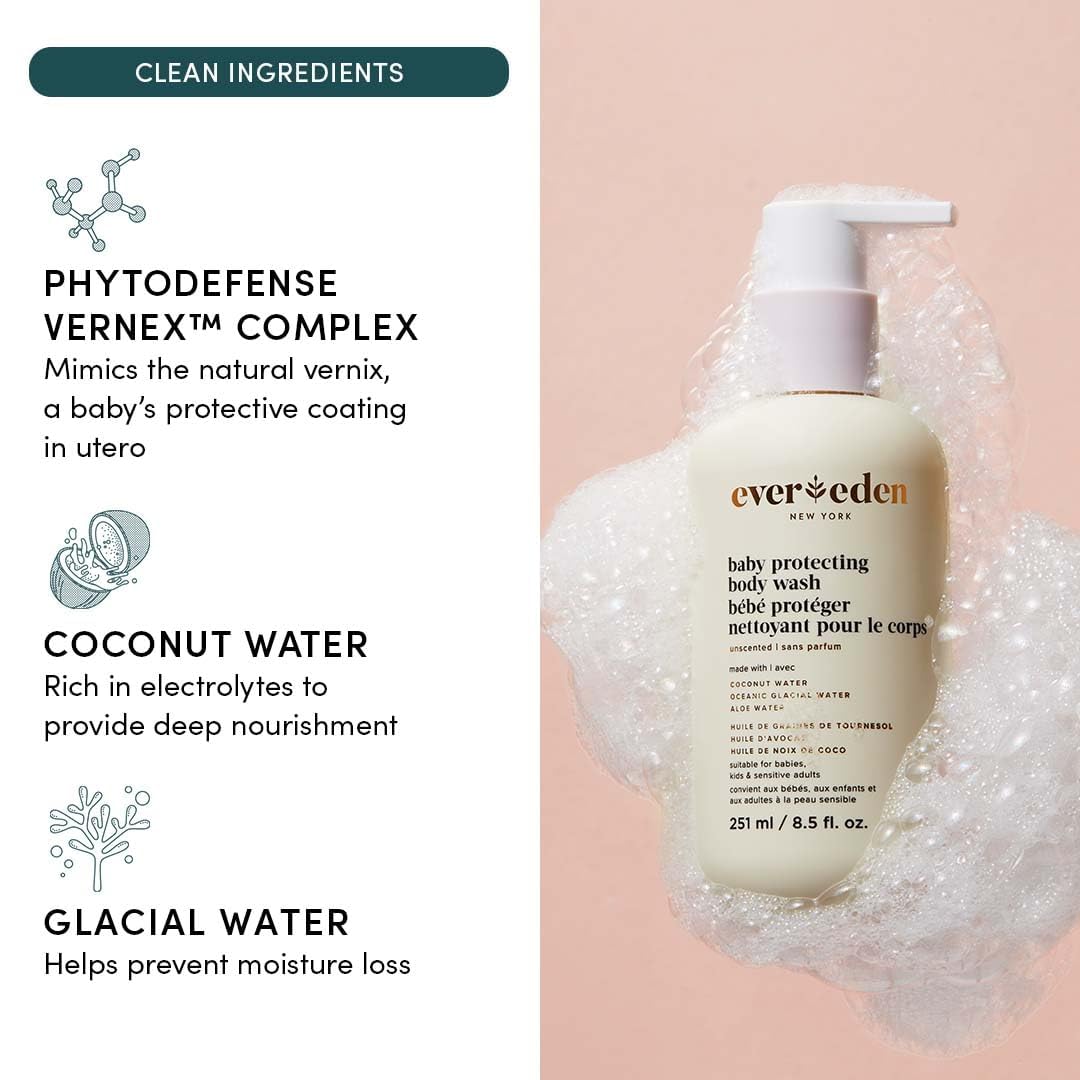 Evereden Protecting Baby Body Wash and Shampoo 8.5 oz. | Clean & Gentle Baby Care | Non-toxic & Fragrance Free