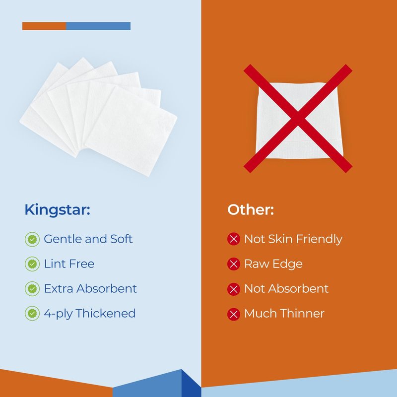 Kingstar Sterile Nonwoven Gauze Pads, 4"x 4" Wound Dressing, 60 Packs - 120 Pieces Superior Soft Sponge Pads, Higher Absorbent Gauze Compresses for Trauma or Post-Operative Wound Care