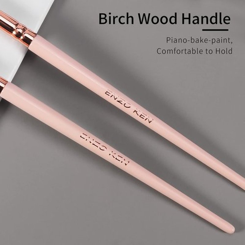 Natural Goat Hair Eye Shadow Brush by ENZO KEN, Eye Detail Brush, Small Smudge Eyeshadow Brush, Mini Eye Smudge Brush, Single Natural Hair Makeup Brush, Corner Eyeshadow Brush, Eye Brushes. Pink,E403S