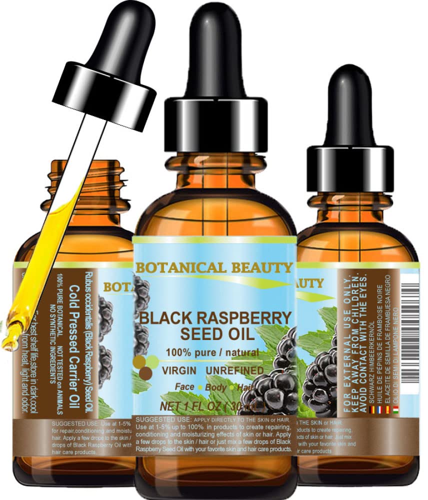 Botanical Beauty BLACK RASPBERRY SEED OIL 100% Pure Natural Undiluted Virgin Unrefined Cold Pressed Carrier Oil for Face, Skin, Hair, Lip, Nails (1 Fl Oz 30 ml)