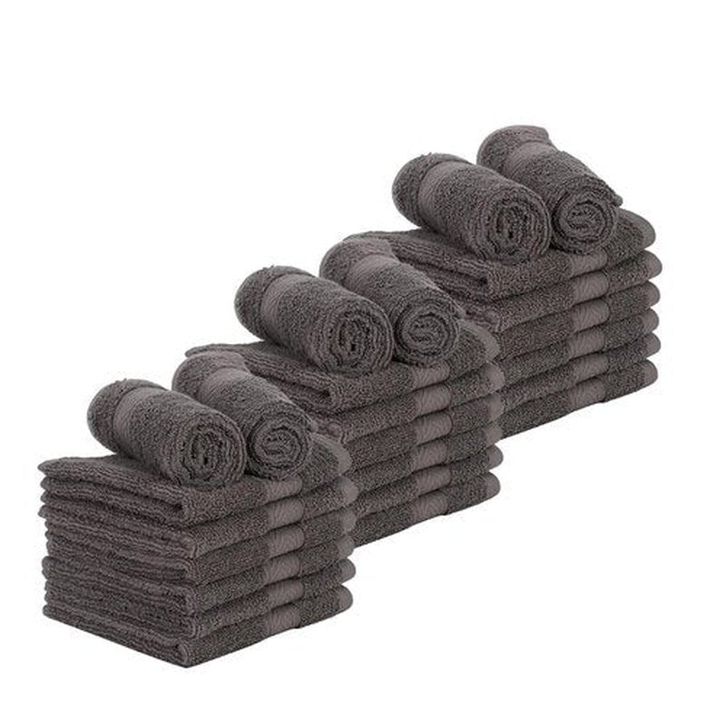 Casa Lino 24 Pack Wash Cloths Set, (12" X12) 100% Cotton wash Cloths, wash Cloths for Your face and Body, Highly Absorbent & fingertip Soft wash Cloths for Your face and Body, Charcoal