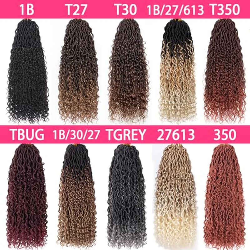 RuiYok 8Packs Goddess Locs Crochet Hair 24 Inch Faux Locs Crochet Hair with Curly Ends Pre-looped River Locs Crochet Hair Boho Hippie Locs Synthetic Hair Extensions(#TGREY)