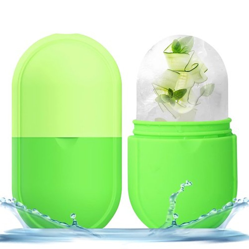 KOGITI Ice Mold for Face, Ice Roller for Face & Eye, Beauty Facial Ice Rollers Ice Holder Mold Face Puffiness Relief Massage Skin Care Tools, Ice Facial Cube (New-Green)