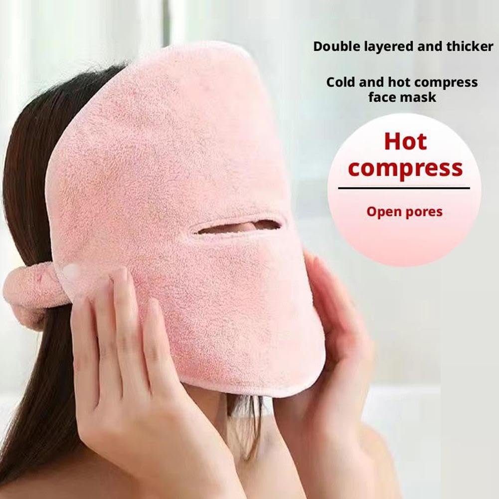 Face Steaming Towel,Hot Compress Face Towel Masks,Reusable Face Masks Skincare Facial Steamer Towel for Hot Cold Skin Care,Towel Steamer for Facials,Spa Towels Beauty Facial Towel for Women (A)