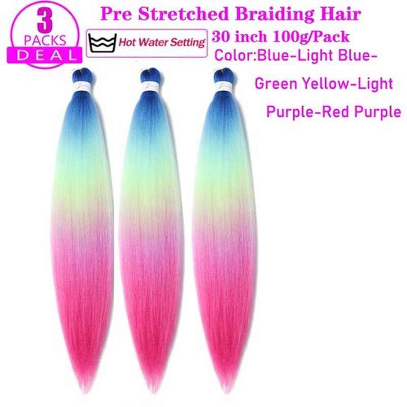Pre Stretched Braiding Hair Extensions 30 Inch 3 Packs Crochet Twist Braids Hair High Temperature Synthetic Fiber Braid Hair Hot Water Setting（30",E7）
