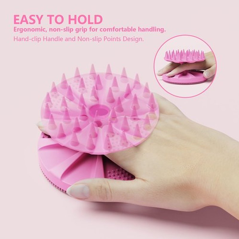BEAUTAIL 2 in 1 Silicone Brush, Body Shower Scrubber and Scalp Hair Massager Shampoo Brush, Deeply Cleanse Skin, Dandruff Removal and Hair Growth, Gentle for Women Men Sensitive Skin, 1 Pack (Lilac)
