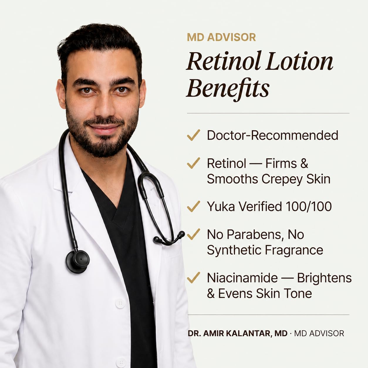Clean + Kind Retinol Body Lotion with Tallow — Firming + Tightening Anti-Aging Cream for Crepey, Mature Skin, Hyaluronic Acid + Niacinamide — Fragrance-Free Moisturizer for Women, Made in USA, 8 oz