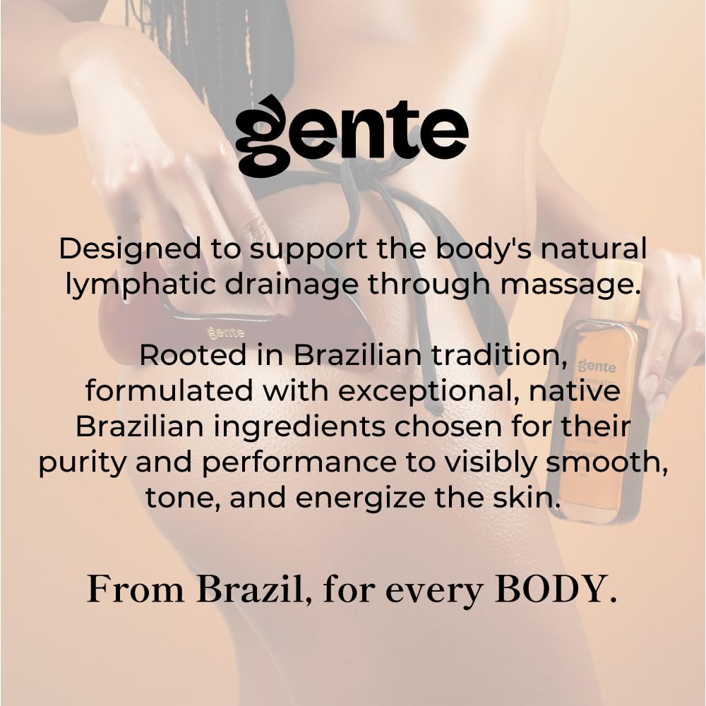 Gente Beauty Lymphatic Drainage Oil for Body & Face, Scented Skin Tightening & Sculpting Oil, Caffeine Body Oil for Circulation & De-Puffing, Bright Citrus & Soft Musk Massage Oil, 50ml