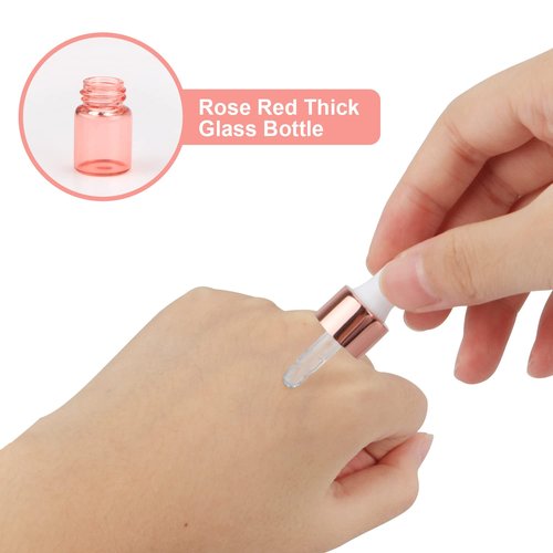 Wresty 15 Pcs Pink Glass Dropper Bottle Essential Oil Dropper Bottles Mini Glass Vials Cosmetic Liquid Container Perfume Aromatherapy Sample Bottles With Glass Eye Dropper (2ml(5/8 Dram))