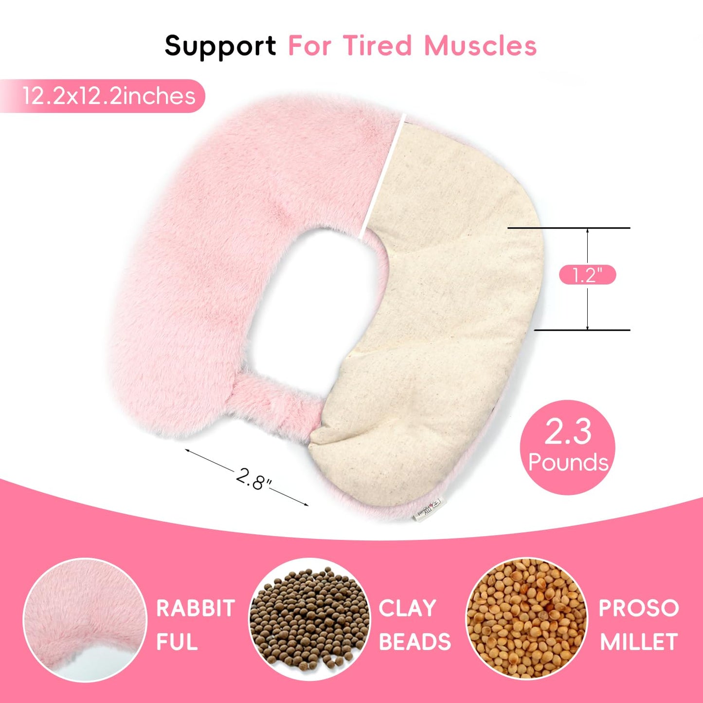 my novel things Microwave Heating Pad Neck Wrap for Neck Shoulders Back Pain Relief 2.3LBS with Microwave Heated Eye Mask Warm Compress Microwave Heat Packs