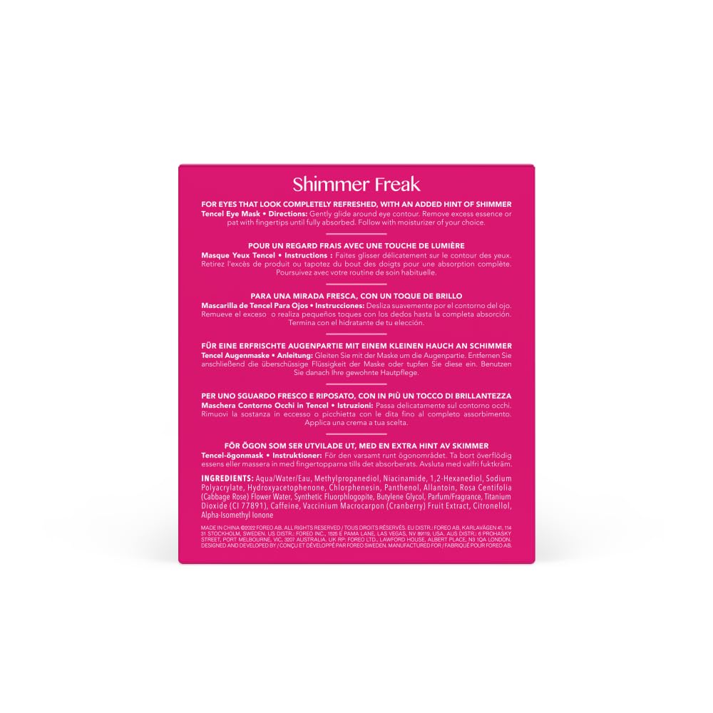 FOREO Shimmer Freak Advanced Collection 2.0 UFO-Activated Facial - Eye Contour Illuminating - Beauty & Personal Care - Rose Water - Niacinamide - All Skin Types - Wrinkles - Puffiness - 6 pcs in Pack