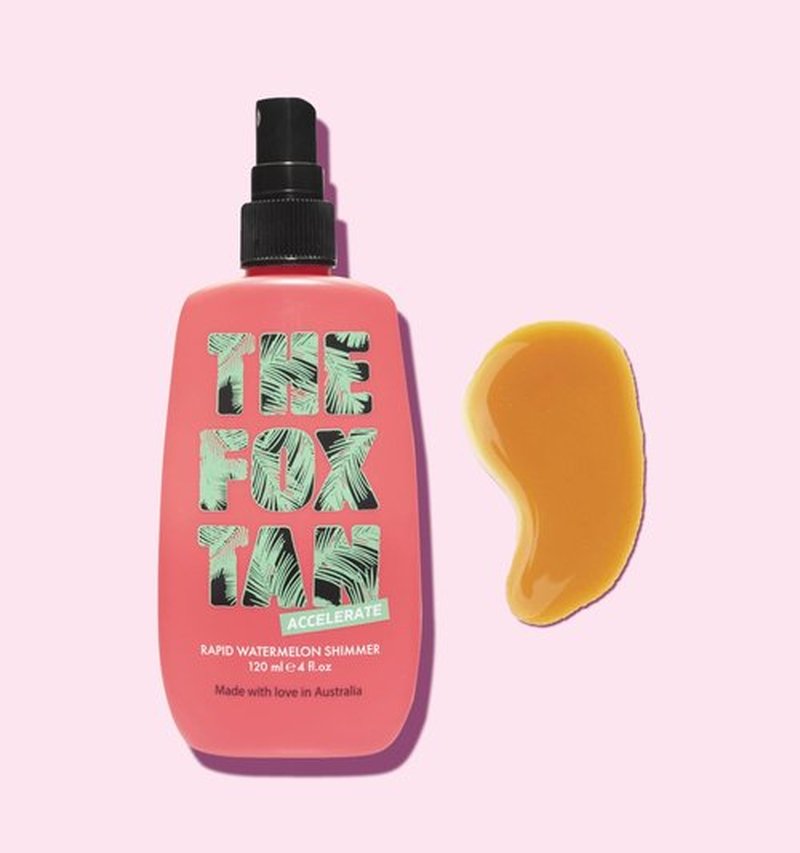 The Fox Tan Rapid Watermelon Shimmer, Natural Tanning Accelerator For Darker & Long-Lasting Tans, Blurs Imperfections, Vegan & Cruelty Free, 120 mL
