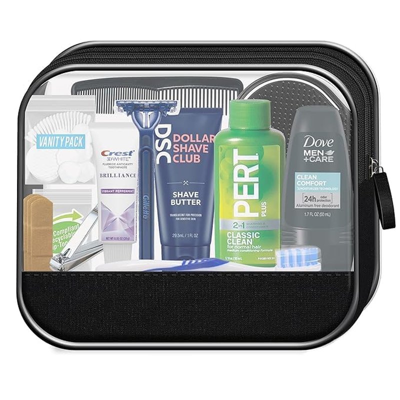 Men's Super Deluxe 16-Piece Travel Kit - TSA Compliant Essentials in Reusable Zippered Bag | Pack of 2