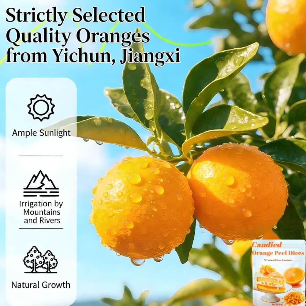 Candied Orange Peel Dices 9oz – Sweet & Zesty Citrus Bits for Baking, Bread, Cookies, Fruit Cake & Desserts – Ready-to-Use Orange Peel Cubes for Cooking, Garnish, Tea & Homemade Recipes