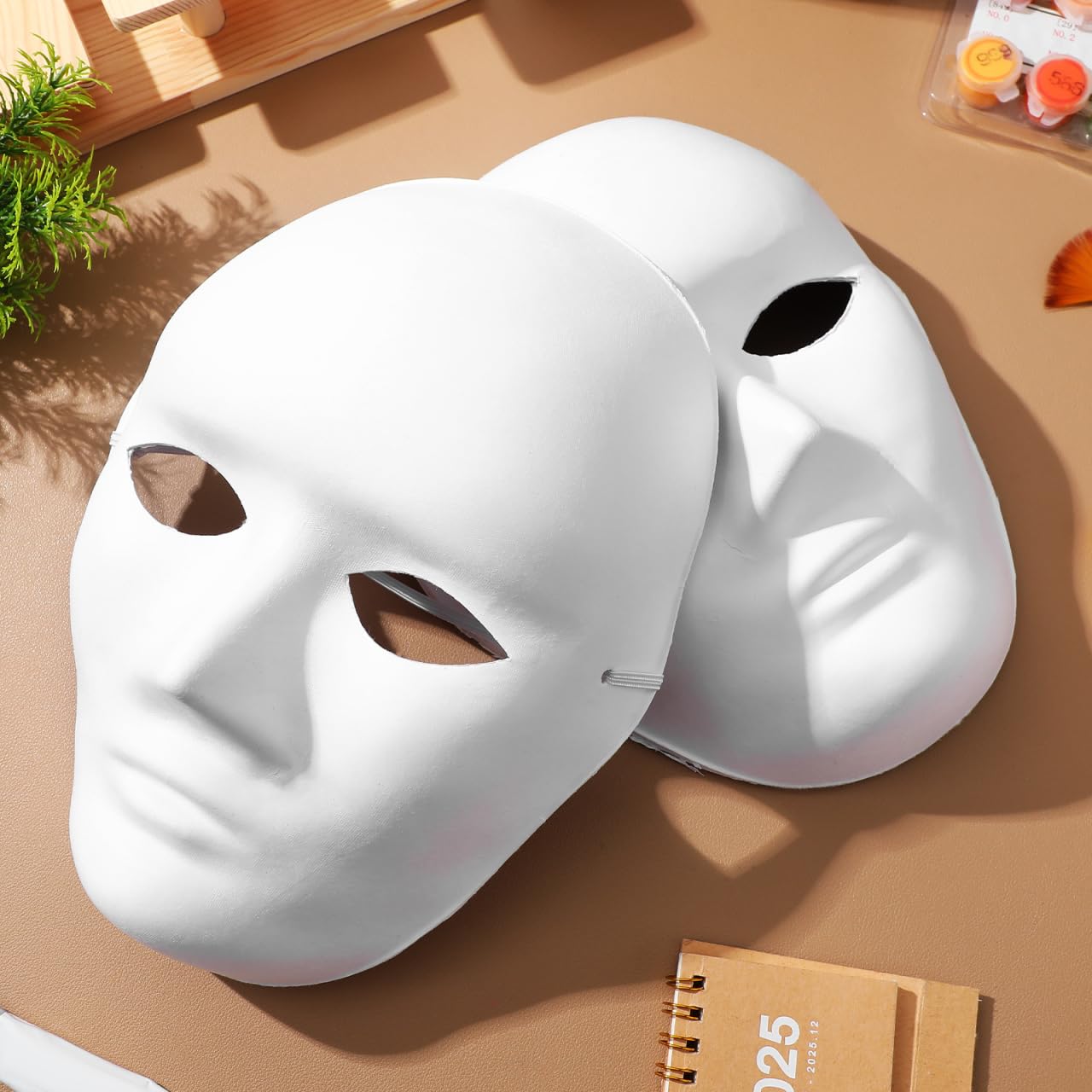 MAGICLULU 4 Pcs White Full Face Masks Unpainted Masquerade Paper Mask Blank Paintable Paper Mache for Craft Halloween Mardi Masquerade Cosplay 9.43 x 7.07 x 0.39Inch