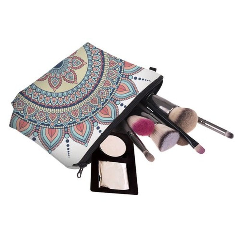 Deanfun Cosmetic Bag for Women, Mandala Flowers Waterproof Makeup Bags Roomy Toiletry Pouch Travel Accessories Gifts (50965)